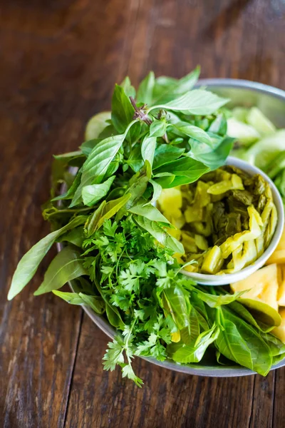 Herbal Asia Segar Acar Buah Buahan Dan Sayuran Khanom Jeen — Stok Foto