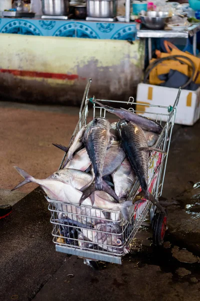 Seçim Tay Çiğ Balıkları Krabi Yerel Piyasada Güney Doğu Asya — Stok fotoğraf