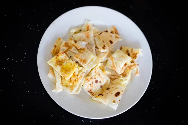 Frisch Zubereiteter Malaysischer Roti Telur Eierpfannkuchen Der Lokalen Restaurant Kuala — Stockfoto
