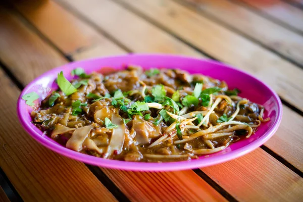 Fresh Prepared Malaysian Char Kuey Teow Noodles Local Restaurant Pangkor Stock Photo