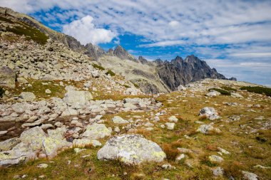 Güzel Velka Studena Dolina - Slovakça yüksek Tatra Dağları. Güzel yaz panorama - Hrebienok üzerinden Stary Smokovec yolundan Zbojnicka Chata için