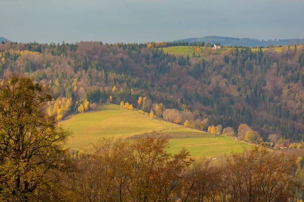 Hösten Landskap Foto Taget Polska Beskiderna Grabowa — Stockfoto