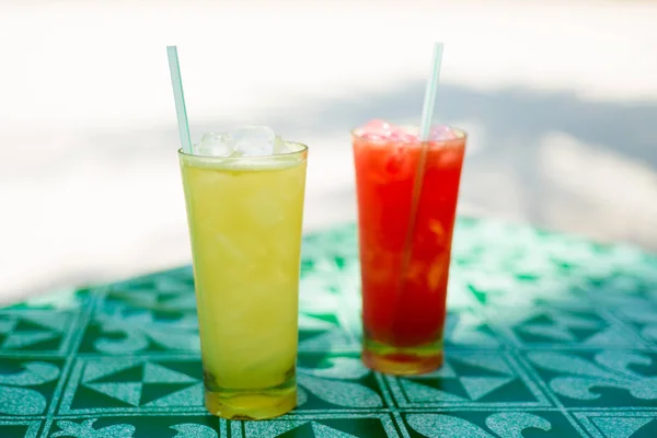 Fresh Prepared Malaysian Squeezed Juices Local Restaurant Langkawi Island Traditional — Stock Photo, Image