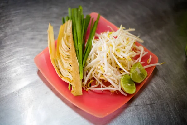 Garniture Légumes Frais Dans Restaurant Local Trang Plat Thaï Traditionnel — Photo
