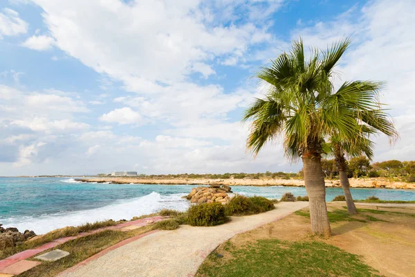 Ayia Napa Nissi Strand Bij Bewolkt Weer Landschap Genomen Cyprus — Stockfoto