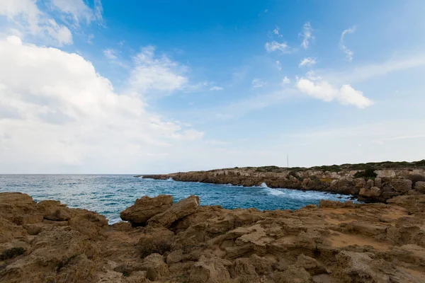 Vackra Cape Greco Vid Molnigt Väder Landskapet Tas Cypern — Stockfoto