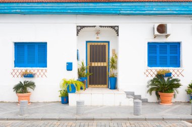 Larnaka güzel mimarisi. Kıbrıs Adası'nda alınan cityscape.