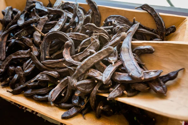 Dried Carob Local Market Paphos Traditional Cypriot Food Cyprus Island — Stock Photo, Image