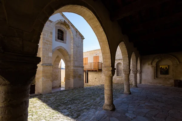 Omodos Şehrin Eski Kilise Güzel Mimarisi Kıbrıs Adası Nda Alınan — Stok fotoğraf