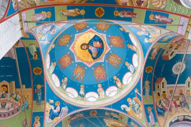 Güzel kilise kapalı duvar resimleri. Kıbrıs Adası'nda alınan Kıbrıs chiristian sanat.