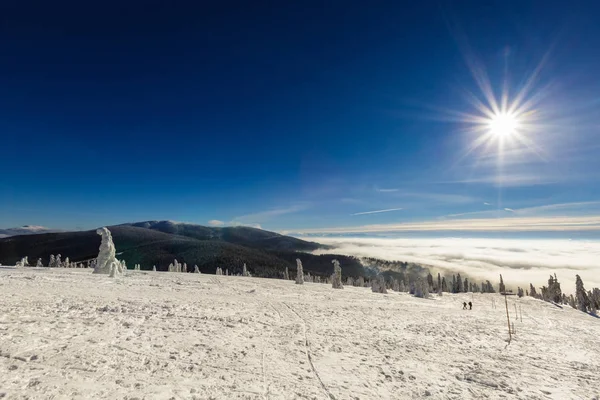 Beau Panorama Pris Dans Les Montagnes Polonaises Beskidy Sur Chemin — Photo