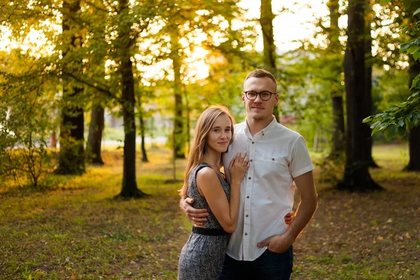 Beautiful Young Caucasian Couple Valasske Mezirici Taken Sunny Weather Poirtrait — Stock Photo, Image