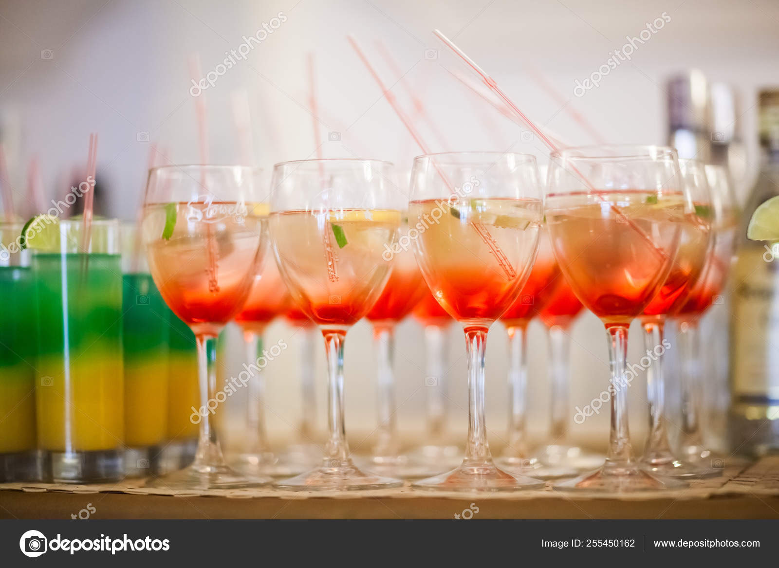 Beautiful Wedding Reception Drinks Detail Stock Photo