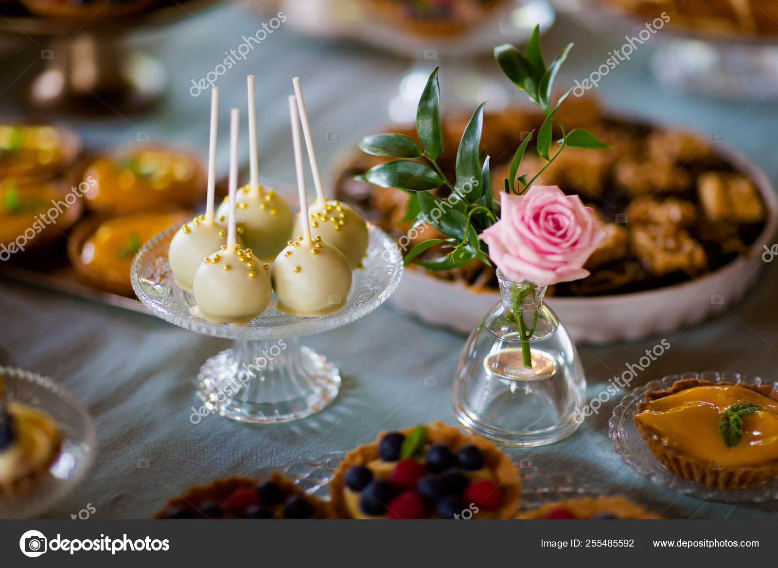 Beautiful Wedding Reception Sweet Buffet Stock Photo