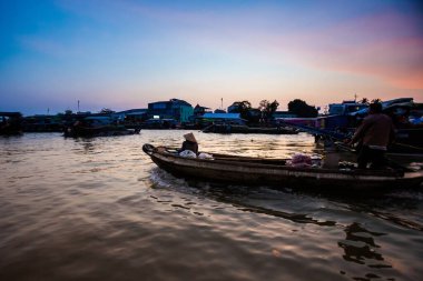 Can Tho, Vietnam - Şubat 2020: Sabah piyasası Cai Rang.