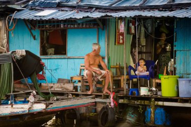 Can Tho, Vietnam - Şubat 2020: Sabah piyasası Cai Rang.