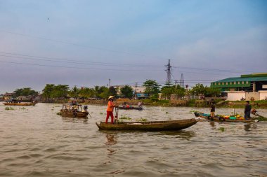 Can Tho, Vietnam - Şubat 2020: Sabah piyasası Cai Rang.