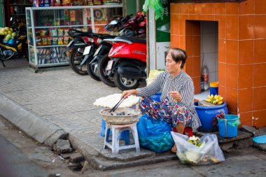 Can Tho, Vietnam - Şubat 2020: Renkli sabah pazarı