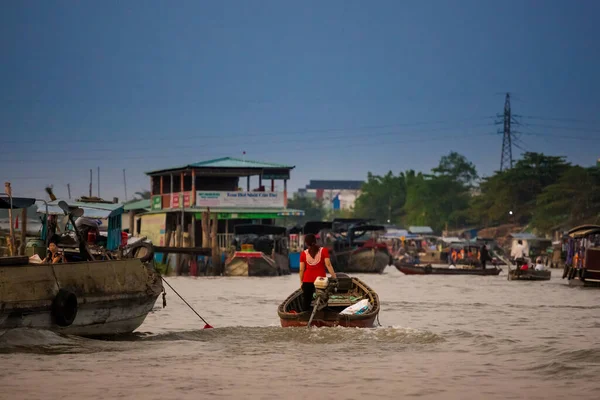 Can Tho Vietnam Febbraio 2020 Floating Morning Market Cai Rang — Foto Stock