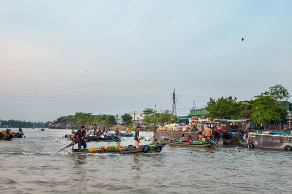 Can Tho Vietnam Febbraio 2020 Floating Morning Market Cai Rang — Foto Stock