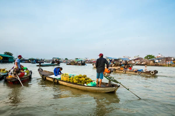 Can Tho Vietnam Február 2020 Lebegő Reggeli Piac Cai Rang — Stock Fotó