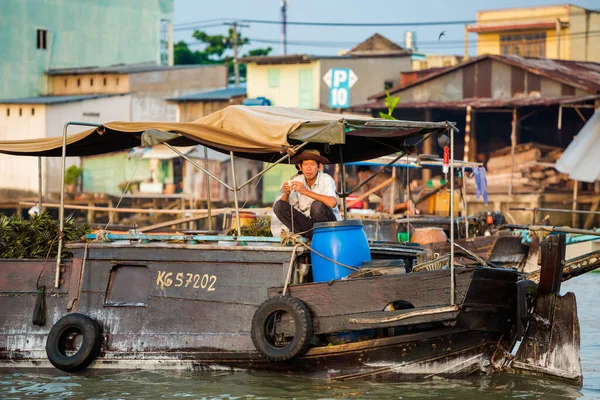 Can Tho Vietnam Febbraio 2020 Floating Morning Market Cai Rang — Foto Stock