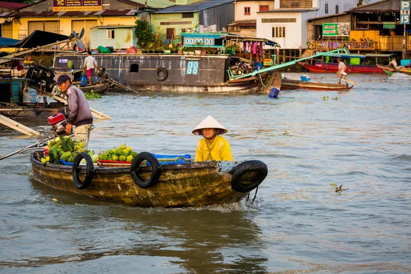 Can Tho Vietnam February 2020 Floating Morning Market Cai Rang — 图库照片