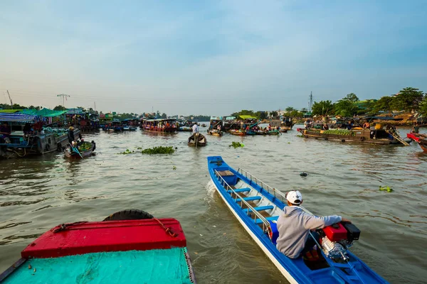 Can Tho Vietnam Febbraio 2020 Floating Morning Market Cai Rang — Foto Stock