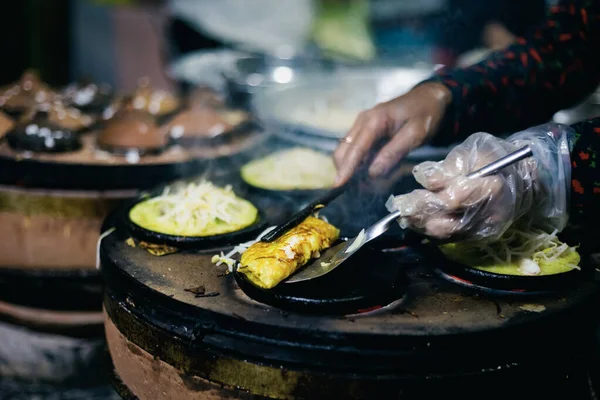 Delicioso Banh Can Restaurante Local Panqueque Tradicional Vietnamita Servido Mui — Foto de Stock