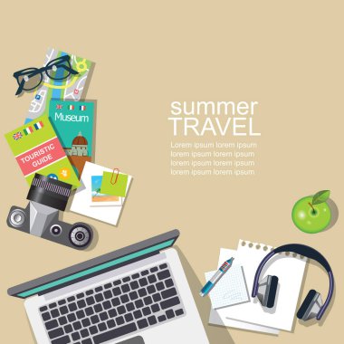 Çevrimiçi planlama için vektör düzenleme ve seyahat için rezervasyon