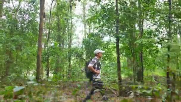 Seorang Pejalan Kaki Berjalan Bibi — Stok Video