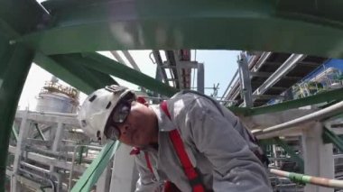 Elektrik santralinde çalışan elektrik işçileri.