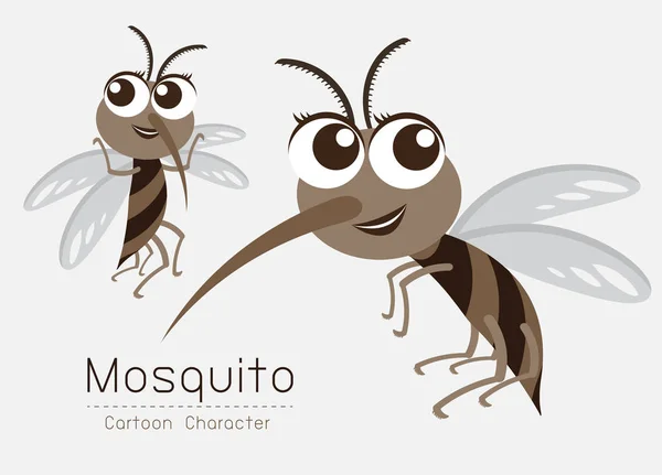 Vector Mosquito Cartoon Character Design Cute Style Concept — Stock Vector