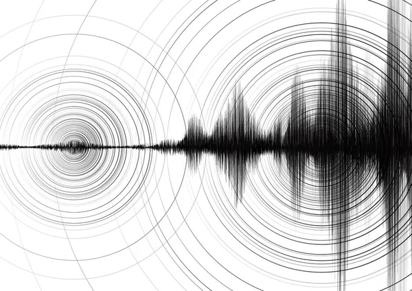 Power Earthquake Wave Circle Vibration White Paper Background Conceito Diagrama —  Vetores de Stock