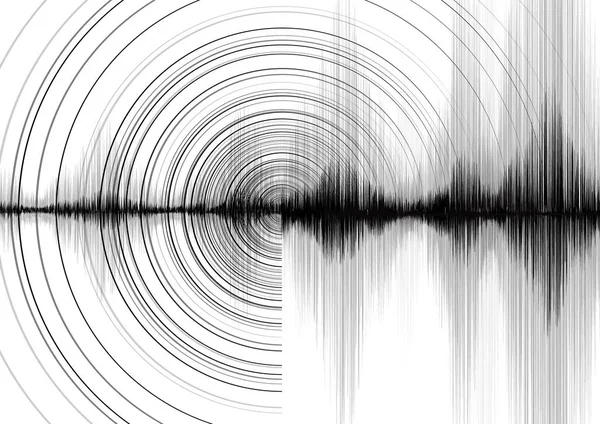 Onda Súper Terremoto Con Vibración Círculo Fondo Libro Blanco Diagrama — Vector de stock