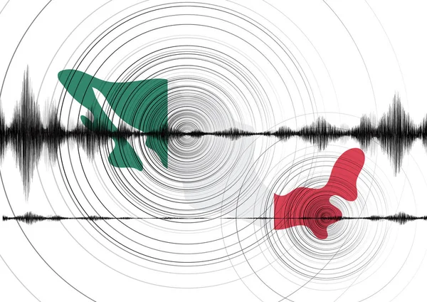 Vector México Earthquake Wave Circle Vibration White Paper Background Conceito —  Vetores de Stock