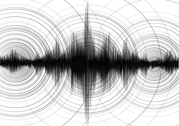 Center Power Earthquake Wave Circle Vibration White Paper Background Audio — Stock Vector