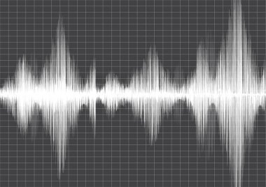 arthquake dalga ile çizgi grafiği gri kağıt arka plan, ses dalgası diyagramı kavramı, eğitim ve bilim, vektör çizim için tasarım.