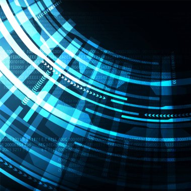 Mavi arka plan, geleceği ve bilim konsept tasarımı, vektör çizim soyut Hi-tech teknolojisi.