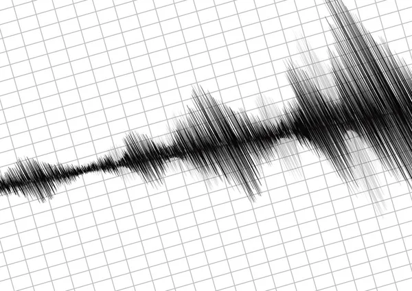 Wykres Sejsmografu Wykres Trzęsienie Ziemi Papierze Mocowania Pochylony Stereo Audio — Wektor stockowy