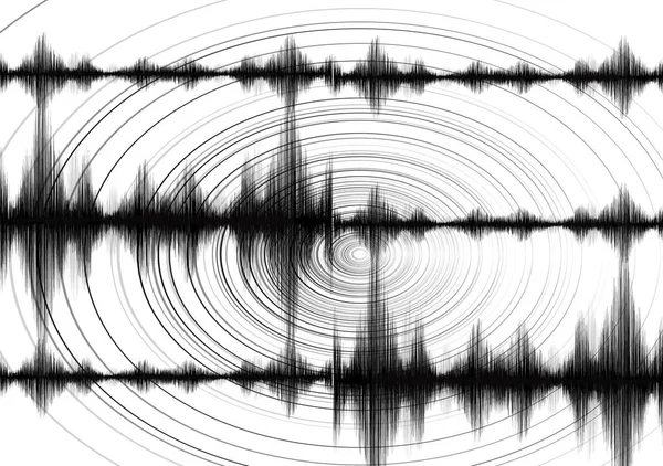 Minimale Aardbeving Wave Met Cirkel Trillingen Wit Papier Achtergrond Audio — Stockvector