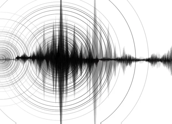Erdbebenwelle Hohe Richterskala Mit Kreisschwingungen Auf Weißem Papierhintergrund Konzept Audio — Stockvektor