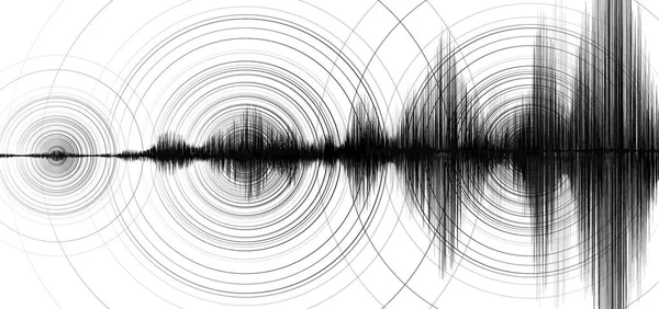 Erdbebenwelle Mit Kreisschwingungen Auf Weißem Papierhintergrund Audio Wellendiagramm Konzept Design — Stockvektor