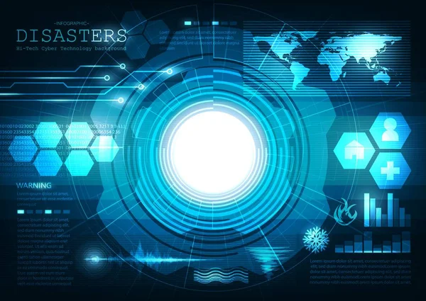 Vektör afetler Infographic sistem ışık dijital siber teknoloji arka planda, Hi-tech konsept tasarımı.