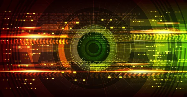 Kamera Cyber Hi-tech Göz Kırmızı ve Yeşil Teknoloji Arka Plan, Kamera Güvenlik ve Robot Konsept tasarımı, Vektör İllüstrasyon.