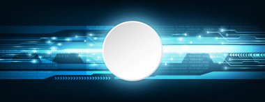 Devre Kartı Arka Plan ile Panorama Mavi Siber Dijital Teknoloji, Hi-tech ve gelecek kavramı, koymak metin için boş alan.