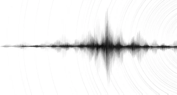 Macht Der Erdbebenwelle Mit Kreisschwingungslinie Weißer Papierhintergrund Konzept Des Audio — Stockvektor