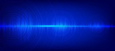 Lacivert Arka Plan üzerinde Circle Titreşim ile Dijital Ses Dalgası Düşük ve Hight richter ölçek, teknoloji ve deprem dalga diyagramı kavramı, müzik stüdyosu ve bilim için tasarım, Vektör İllüstrasyon.