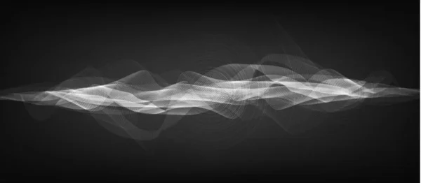 Onda Sonido Digital Moderna Con Vibración Círculo Sobre Fondo Negro — Archivo Imágenes Vectoriales