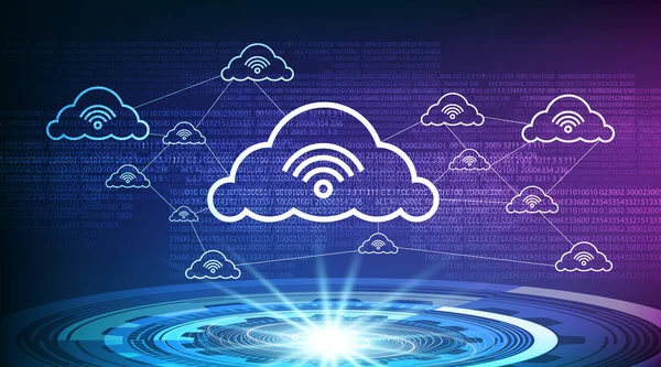 Rede Projetores Apresentação Conectando Com Nuvens Background Tecnologia Global Conceito —  Vetores de Stock